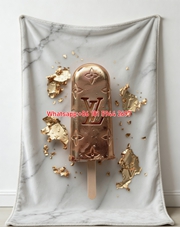 Gold LV Monogram Popsicle Blanket Luxury Rose Gold Popsicle Throw 008
